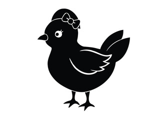 chick with bow silhouette vector art icon