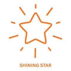 outline star with light rays design element on clean white. Symbolizes achievement. Use for logo design, social media, and web graphics.