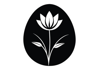 Obraz premium egg in flowers silhouette vector art icon