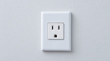 Electrical Wall Outlet On Textured White Wall. Essential Home Electrical Component For Power Supply