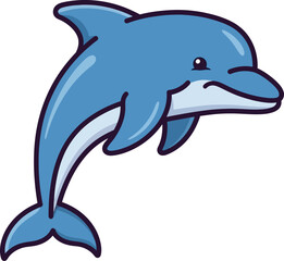 Obraz premium Joyful blue dolphin leaping through water capturing oceanic wonder and marine life beauty in a cheerful aquatic scene vector