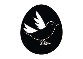 egg with bird silhouette vector art icon