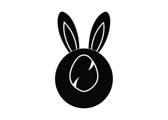 egg with bunny ears silhouette vector art icon