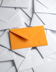 Orange Envelope Among White Envelopes.