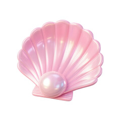 Fototapeta premium Delicate Pink Seashell with a Luminous Pearl Isolated on Transparent Background