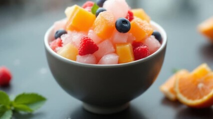 Colorful fruit salad bowl