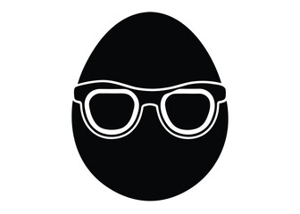 egg with glasses silhouette vector art icon