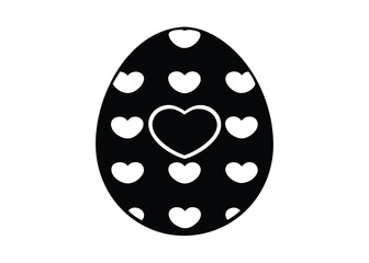 egg with heart pattern silhouette vector art icon