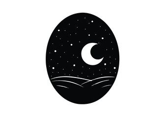 egg with moon silhouette vector art icon