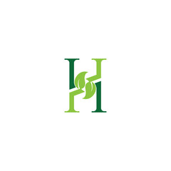 H leaf logo. vector illustration of the letter H and leaves for icon, symbol or logo