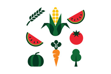 Assortment of fresh fruits and vegetables illustration