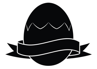 egg with ribbon silhouette vector art icon