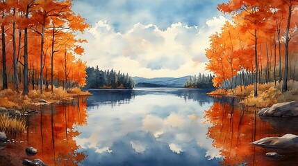 Autumn lake reflections
