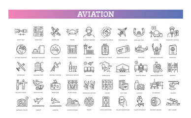 Aviation icons set. Flight transport
