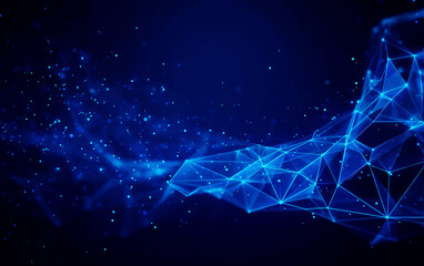 Blue Abstract Digital Network Connection with Dots