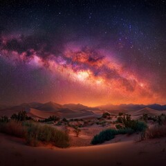 Fototapeta premium Desert Sandscape under a Starry Night Sky