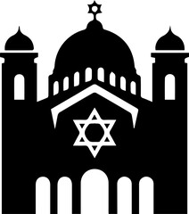 Iconic synagogue silhouette represents faith community, spiritual gathering, and cultural heritage beautifully.