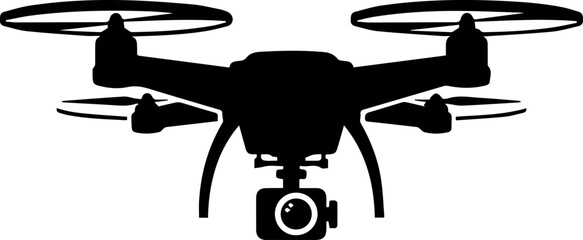 Sleek drone with camera captures aerial views for modern photography and videography projects