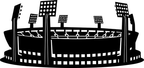 Iconic stadium silhouette shines bright under powerful floodlights creating an exciting atmosphere for fans © MirzaMoaazSAFDER