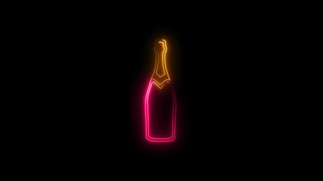  Bottle icon effect animation on black background . 4k video