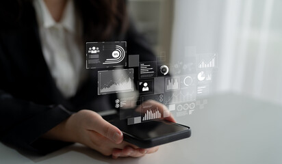 Data insights, charts, and analytics help visualize performance. Data drives strategy, analytics enhances growth, and data improves business outcomes through analytics. Latch