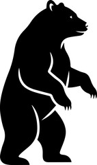 Majestic black bear standing tall, powerful silhouette symbolizing nature and wilderness adventures.