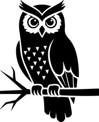 Majestic owl perched on a branch, symbolizing wisdom and night