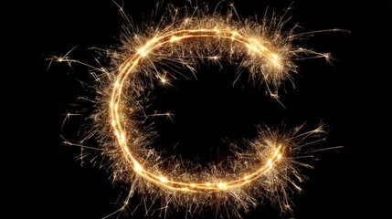 Bright sparklers form the letter C in a dazzling display against a black backdrop. This festive moment captures the essence of celebration during nighttime gatherings.