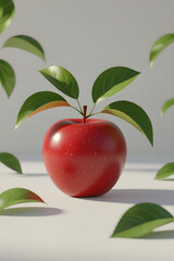 red apple with leaf