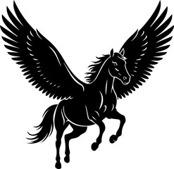 Majestic winged horse soaring powerfully, embodying freedom, myth, and untamed spirit