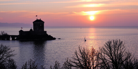 An Ornate Fortress at Sunrise