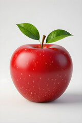 red apple with leaf