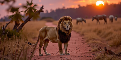 An Ornate Lion at Sunrise