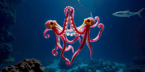 A Pair of Glass Octopuses Entangled Together