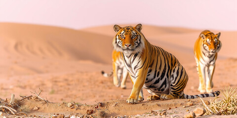 An Ornate Tiger in a Desert Landscape