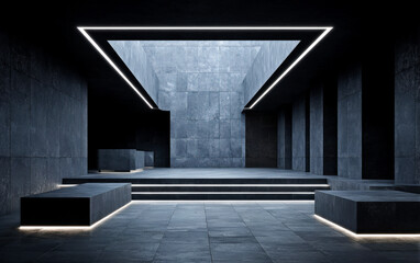 Modern minimalist interior space with sleek lighting design