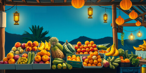 A Rustic Market Stall Overflowing with Fresh Eggs