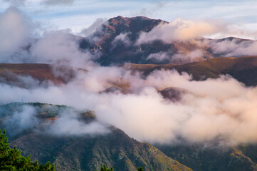 clouds over the mountains ,  mountain autumn landscape in Armenia
