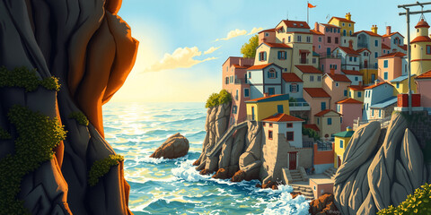 A Small Coastal Village Carved into the Cliffs