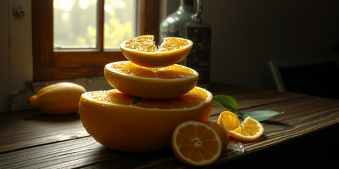 A Perfectly Balanced Stack of Vibrant Citrus Fruits