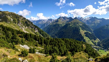 Fototapeta premium Panoramic mountain valley vista