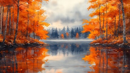Autumn lake scene