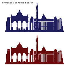 Brussels Skyline Vector Design – City Silhouette and Famous Landmark Illustration