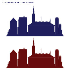 Copenhagen Skyline Vector Design – City Silhouette and Famous Landmark Illustration
