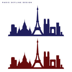 Paris Skyline Vector Design – City Silhouette and Famous Landmark Illustration