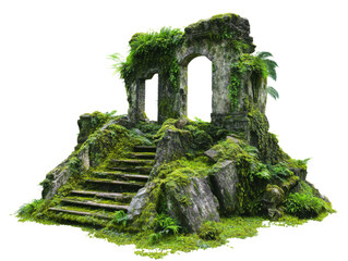 Ancient Stone Ruins with Green Moss PNG

