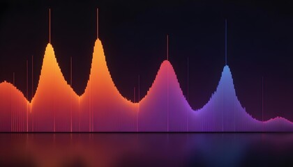 Abstract data visualization with colorful gradient bars on a dark background.