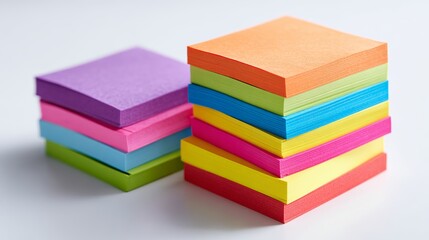Vibrant stacks of sticky notes in various colors perfect for organization and reminders