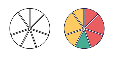 Pie chart icon data visualization segmented circle graphic vector