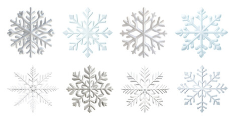 Fototapeta premium PNG Elegant snowflake design collection, element set on transparent background